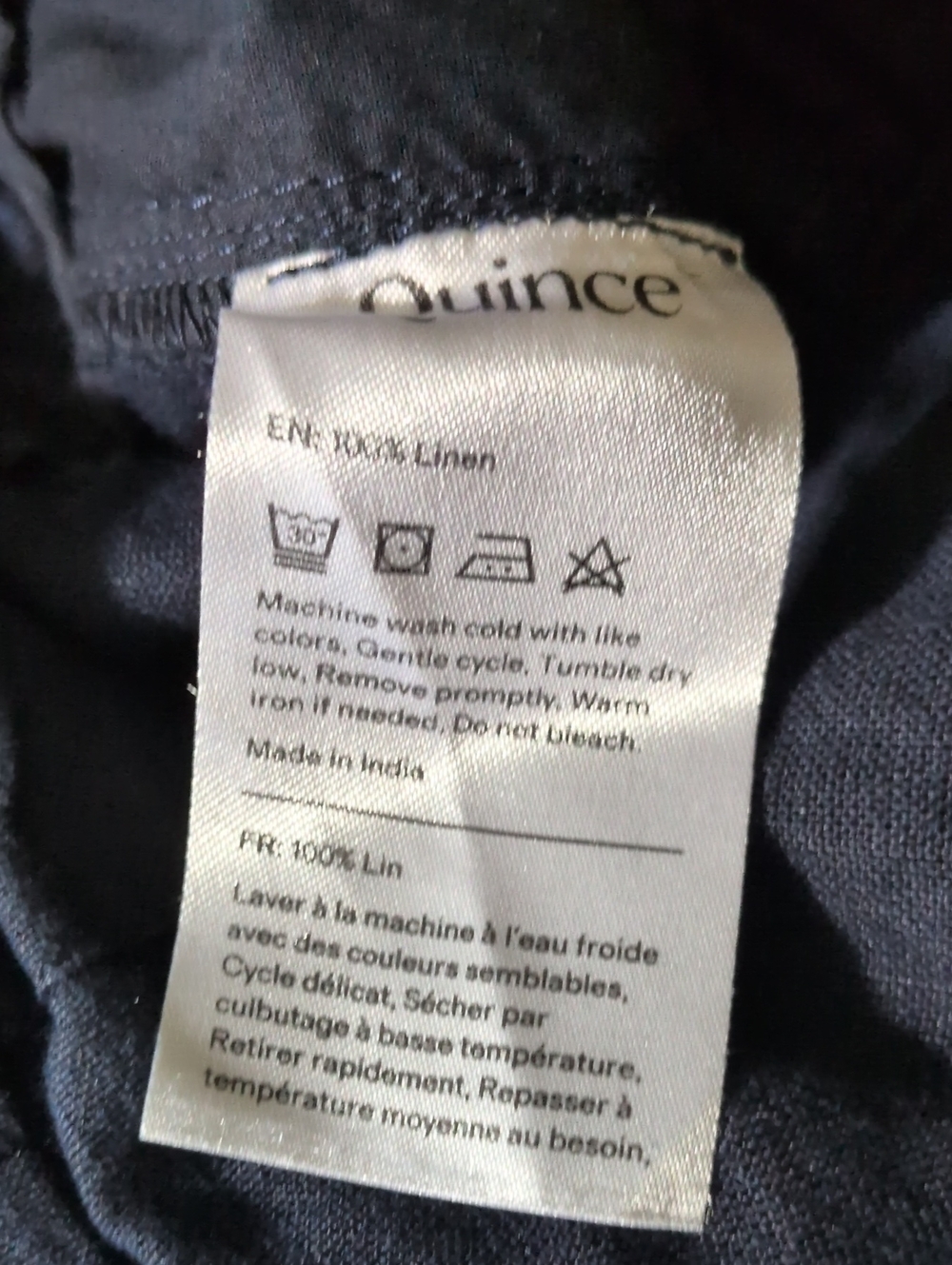 Quince Linen Pants Navy Blue Women's Medium Elastic Waist And Pockets - Picture 10 of 10